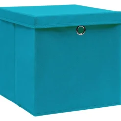 Säilytyslaatikot kansilla 10 kpl 28x28x28 cm vaaleansininen
