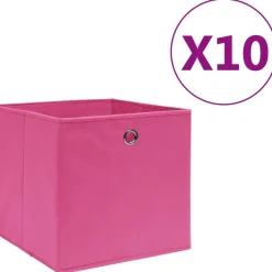 Säilytyslaatikot 10 kpl kuitukangas 28x28x28 cm pinkki
