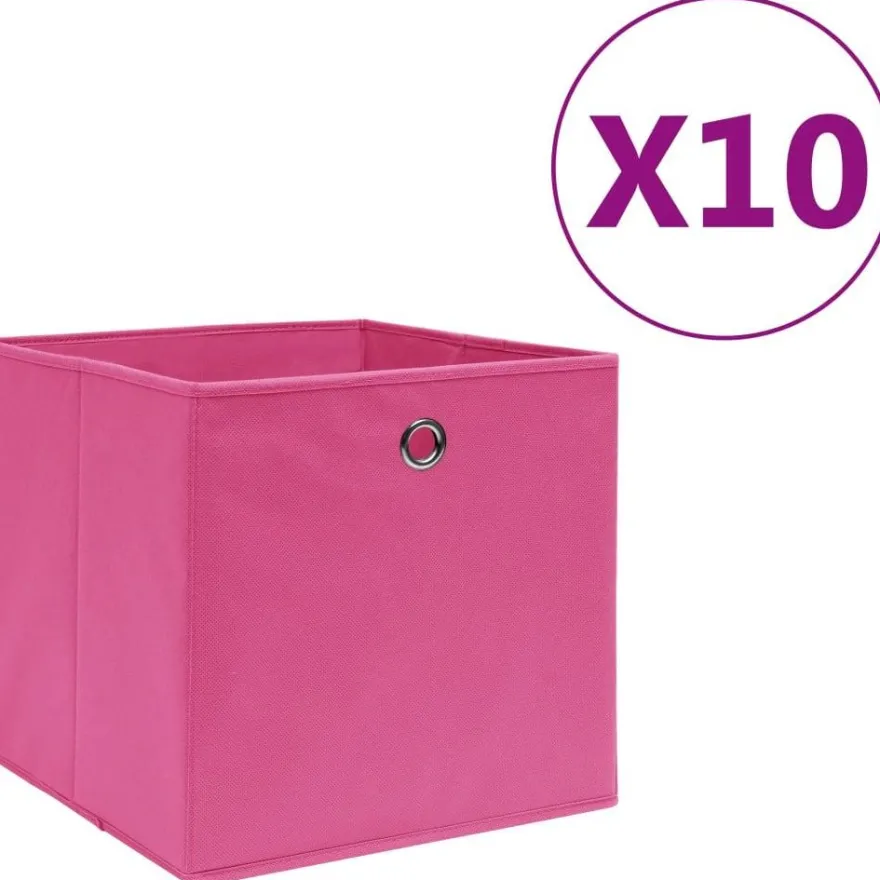 Säilytyslaatikot 10 kpl kuitukangas 28x28x28 cm pinkki