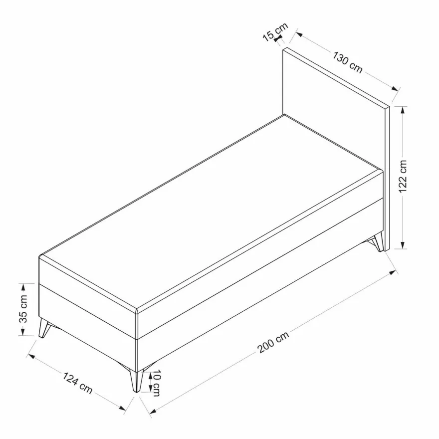 Säilytyssänky + sängynpääty Linento Furniture Samira, ilman patjaa, harmaa