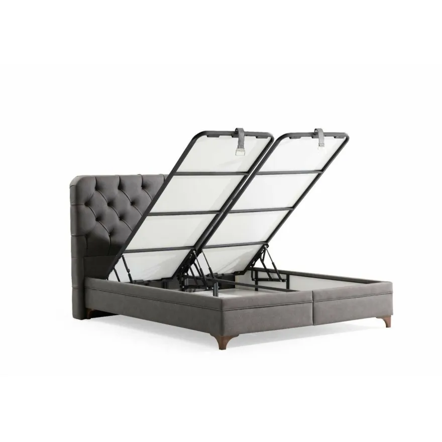 Säilytyssänky + sängynpääty Linento Furniture Samira, ilman patjaa, harmaa