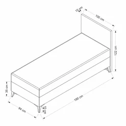 Säilytyssänky + sängynpääty Linento Furniture Samira, ilman patjaa, harmaa
