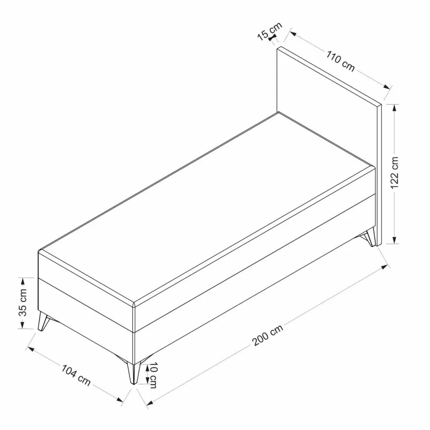 Säilytyssänky + sängynpääty Linento Furniture Samira, ilman patjaa, harmaa