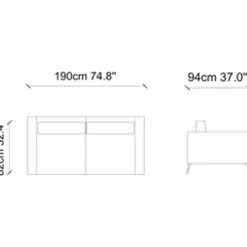 Sohva Linento Furniture Jade, 2-istuttava, sininen