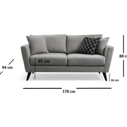 Sohva Linento Furniture Mayorka, 2-istuttava, harmaa
