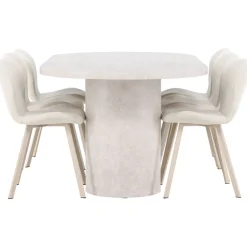 Soikea ruokailuryhmä Venture Home, 200x100cm beige Narvik-pöytä + 6 beigeä Lilja-tuolia