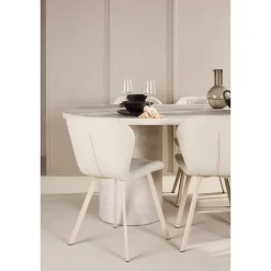 Soikea ruokailuryhmä Venture Home, 200x100cm beige Narvik-pöytä + 6 beigeä Lilja-tuolia