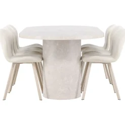 Soikea ruokailuryhmä Venture Home, 200x100cm beige Narvik-pöytä + 6 beigeä Lilja-tuolia