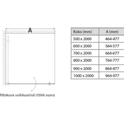 Suihkuovi Lektar Indoor Usva, suora, eri kokoja