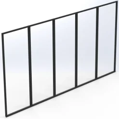 Terassilasi Keraplast P23 kiinteä 5-os., musta, kirkas lasi, mittatilaus