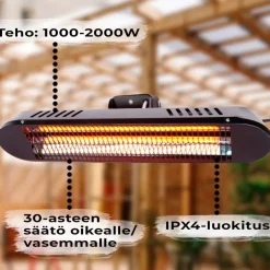 Terassilämmitin Fornorth seinään Premium 2000W etäohjaus, musta