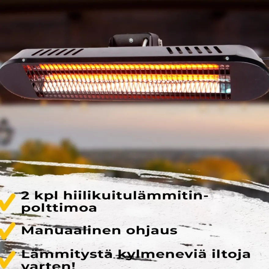 Terassilämmitin Fornorth seinään Premium 2000W etäohjaus, musta