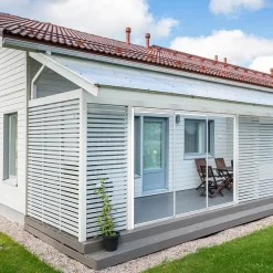 Terassin lasiliukuovi Keraplast, 3-os., valkoinen, kirkas lasi, mittatilaus