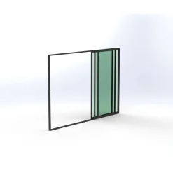 Terassin lasiliukuovi Keraplast 3-os. 2100x2870mm, kirkas/harmaa, sisäpuolinen nuppilukitus