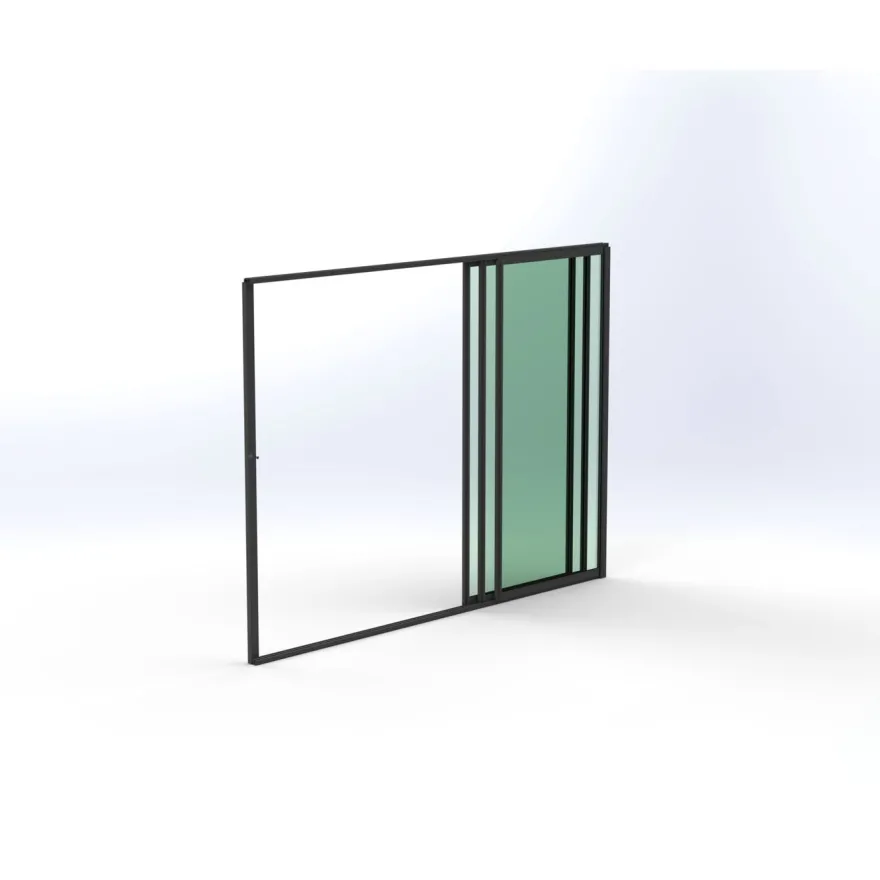 Terassin lasiliukuovi Keraplast 3-os. 2100x2870mm, kirkas/harmaa, sisäpuolinen nuppilukitus