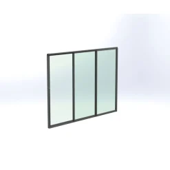 Terassin lasiliukuovi Keraplast 3-os. 2100x2870mm, kirkas/harmaa, sisäpuolinen nuppilukitus