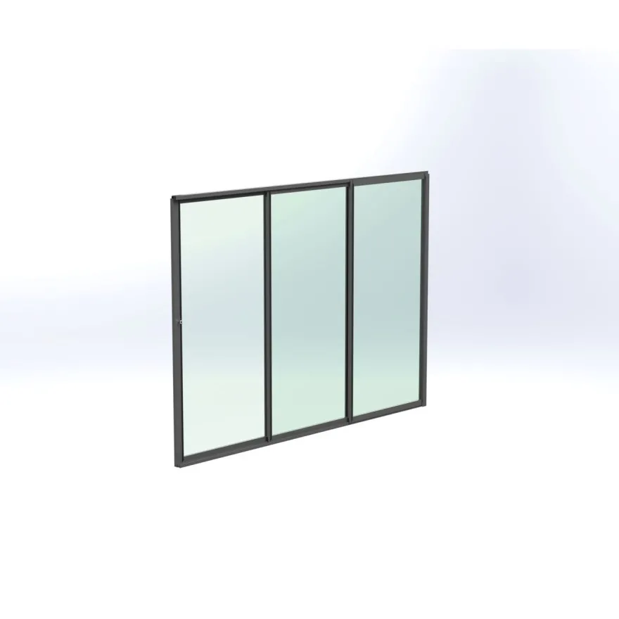 Terassin lasiliukuovi Keraplast 3-os. 2100x2870mm, kirkas/harmaa, sisäpuolinen nuppilukitus