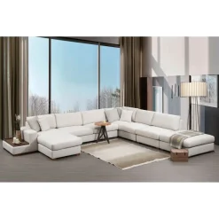 U-kulmasohva Linento Furniture Loop 11, 6-istuttava, valkoinen