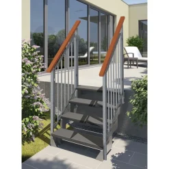 Ulkoportaat Dolle Gardentop Trimax, kahdella Nordic-kaiteella, antrasiitti, eri kokoja