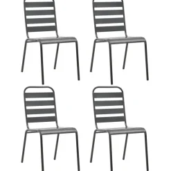 Ulkotuolit 4 kpl sälemuotoilu teräs tummanharmaa