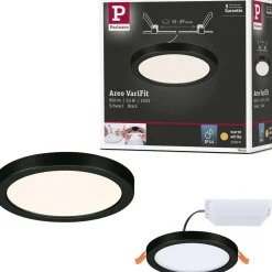Upotettava LED-paneeli Paulmann VariFit Areo, IP44, Ø118mm, 6.5W, 3000K, musta