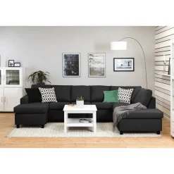 U-sohva Scandinavian Choice Crazy XL 4+1 ist oikea korkeat pyöreät jalat antrasiitti/musta
