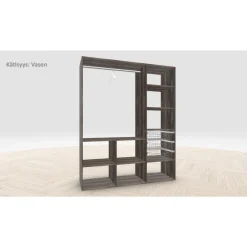 Vaatehuoneen kaapisto Mirror Line, kapea I-malli koreilla ja tangolla, 1700x2100x510mm, barokkitammi, oikeakätinen, Verkkokaupan poistotuote