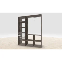Vaatehuoneen kaapisto Mirror Line, kapea I-malli koreilla ja tangolla, 1700x2100x510mm, barokkitammi, oikeakätinen, Verkkokaupan poistotuote
