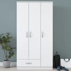 Vaatekaappi Linento Furniture BA102 1867, 90cm, valkoinen