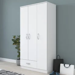 Vaatekaappi Linento Furniture BA102 1867, 90cm, valkoinen