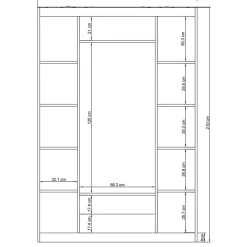Vaatekaappi Linento Furniture Bahar 654 140cm valkoinen