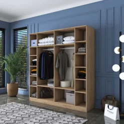 Vaatekaappi Linento Furniture BA114-2274, 180x190.8cm, valkoinen/ruskea