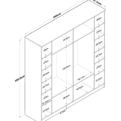 Vaatekaappi Linento Furniture BA114-2274, 180x190.8cm, valkoinen/ruskea