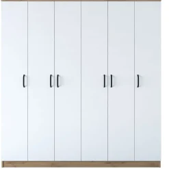 Vaatekaappi Linento Furniture BA114-2274, 180x190.8cm, valkoinen/ruskea