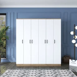 Vaatekaappi Linento Furniture BA114-2274, 180x190.8cm, valkoinen/ruskea