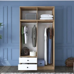 Vaatekaappi Linento Furniture BA121-2696, 120x216.8cm, valkoinen/ruskea