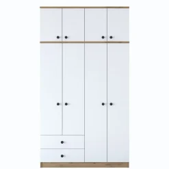 Vaatekaappi Linento Furniture BA121-2696, 120x216.8cm, valkoinen/ruskea