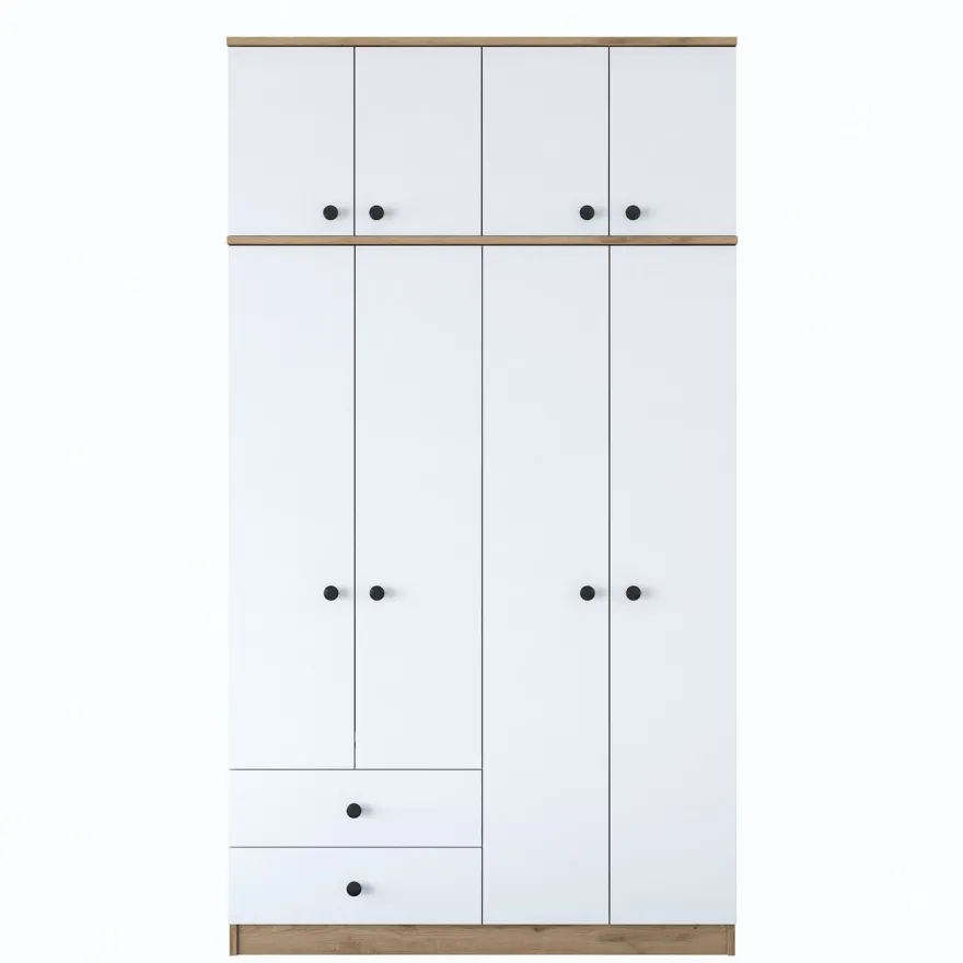 Vaatekaappi Linento Furniture BA121-2696, 120x216.8cm, valkoinen/ruskea