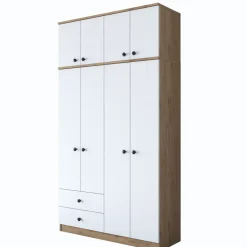 Vaatekaappi Linento Furniture BA121-2696, 120x216.8cm, valkoinen/ruskea