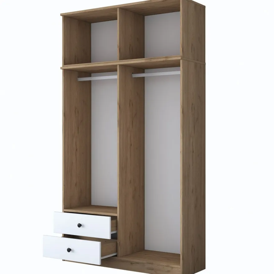 Vaatekaappi Linento Furniture BA121-2696, 120x216.8cm, valkoinen/ruskea