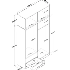 Vaatekaappi Linento Furniture BA121-2696, 120x216.8cm, valkoinen/ruskea