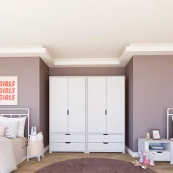 Vaatekaappi Linento Furniture Duru 022, mattavalkoinen