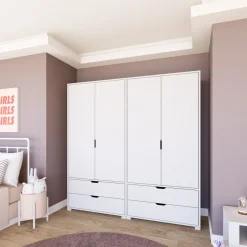Vaatekaappi Linento Furniture Duru 022, mattavalkoinen