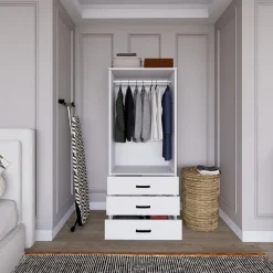 Vaatekaappi Linento Furniture Easy 58, mattavalkoinen