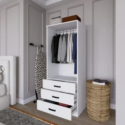 Vaatekaappi Linento Furniture Easy 58, mattavalkoinen