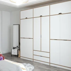 Vaatekaappi Linento Furniture Elina 8914, valkoinen/puunväri