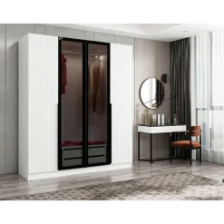 Vaatekaappi Linento Furniture Kale Plus 210x180cm 2 läpikuultavaa ovea eri värejä