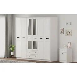 Vaatekaappi Linento Furniture Rb-168-01-012, 210x184cm, mattavalkoinen