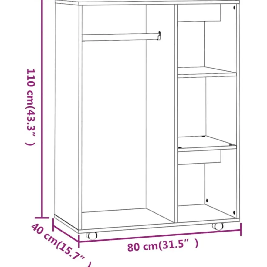 Vaatkaappi 80cm, eri värejä