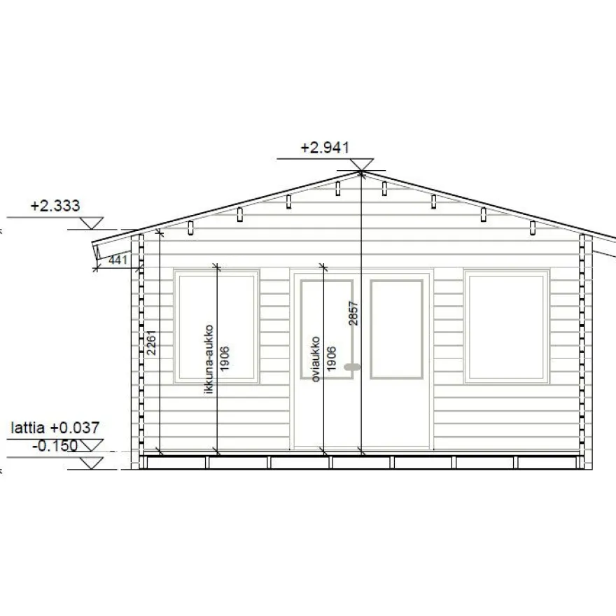 Vierasmaja LP Garden V-XL, 20m², harjakatto